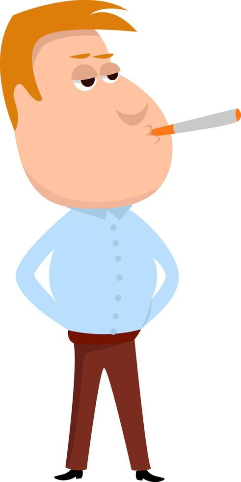 Businessman with cigarette, illustration, vector on white background