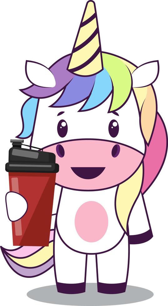 Unicorn with water, illustration, vector on white background.