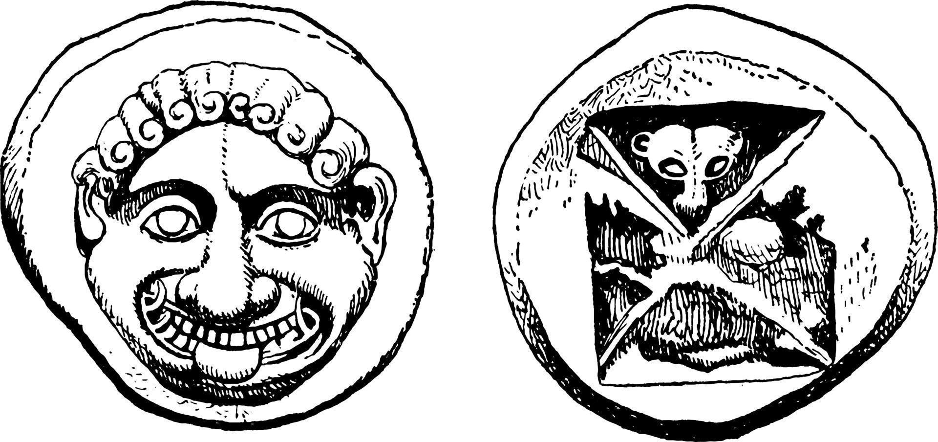 moneda de erétria, ilustración vintage. vector