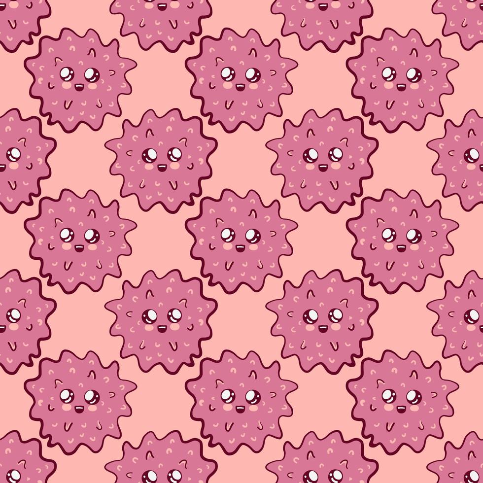 Pink viruses pattern, illustration, vector on white background