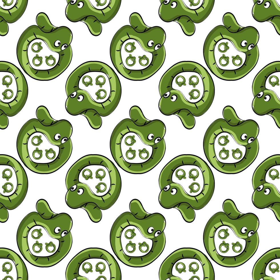 Green snake pattern, illustration, vector on white background.