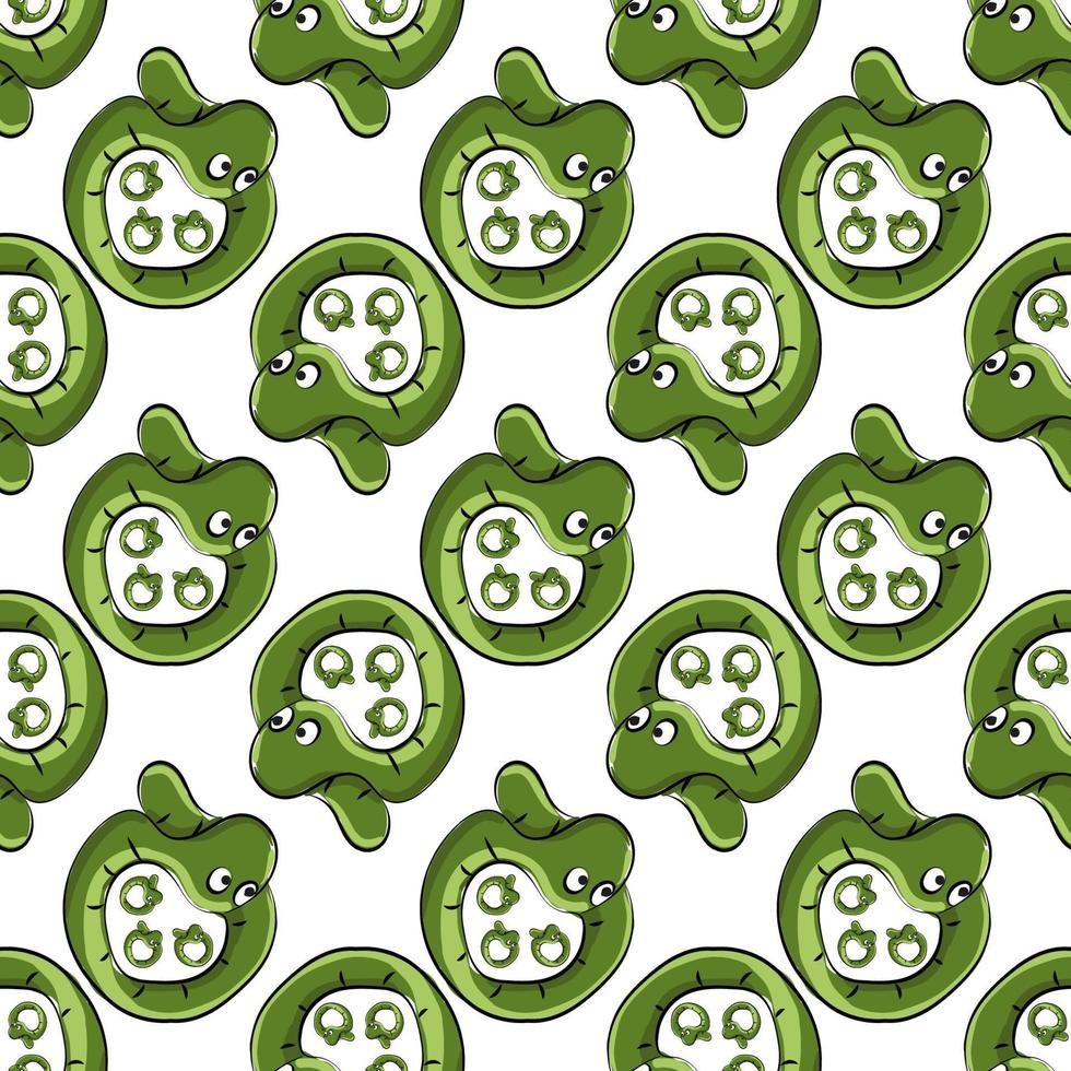 Green snake pattern, illustration, vector on white background.