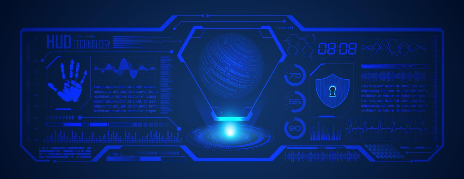 Modern Blue HUD Technology Screen Background vector