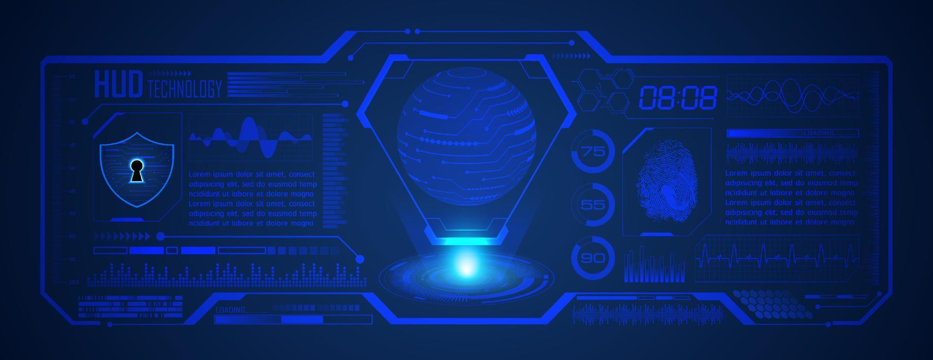 Modern Blue HUD Technology Screen Background vector