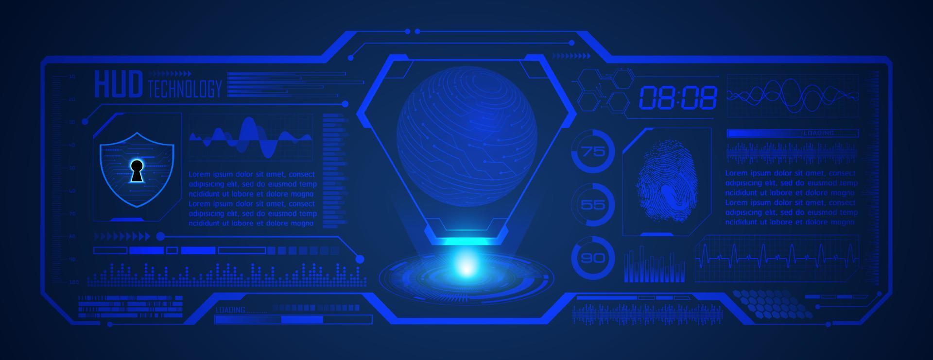 Modern Blue HUD Technology Screen Background vector