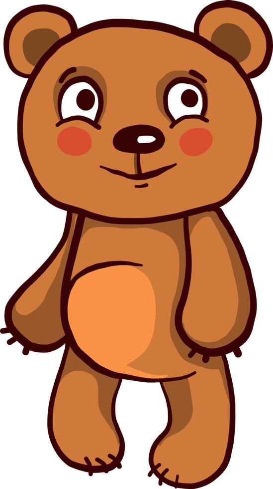 Cute brown teddy bear, illustration, vector on a white background.