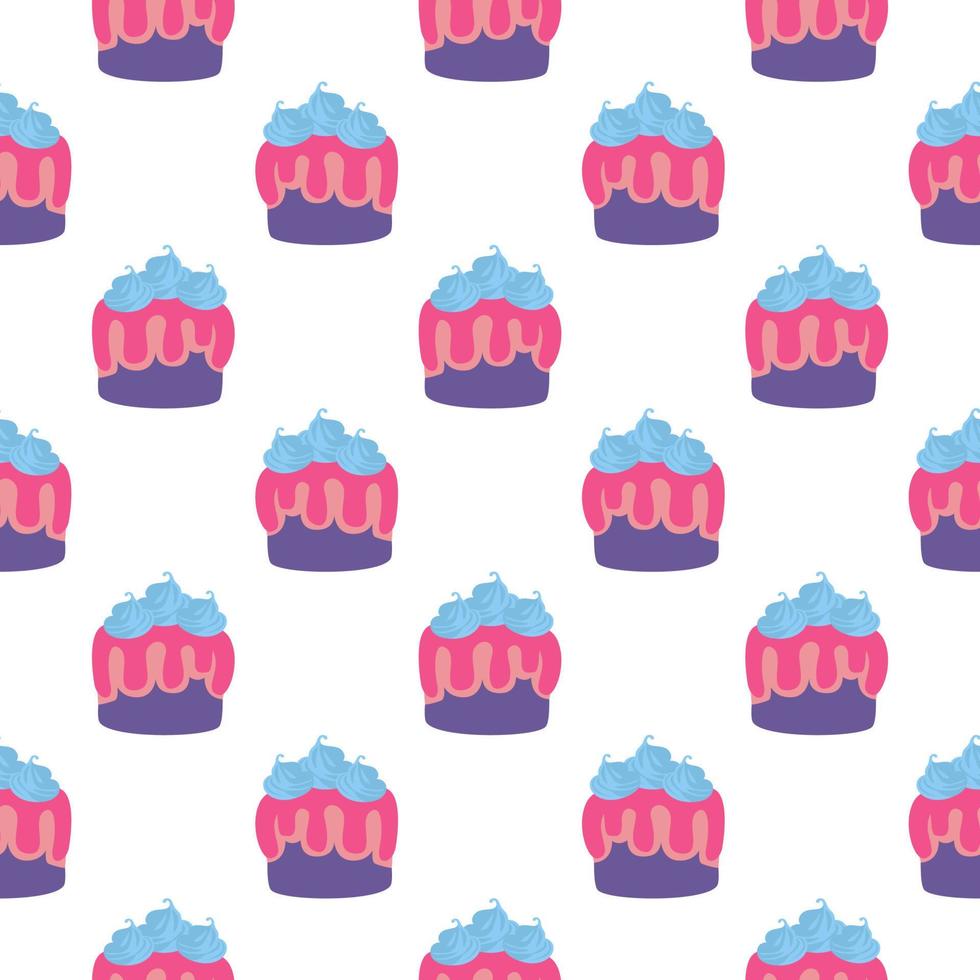 Tasty cake ,seamless pattern on white background. vector