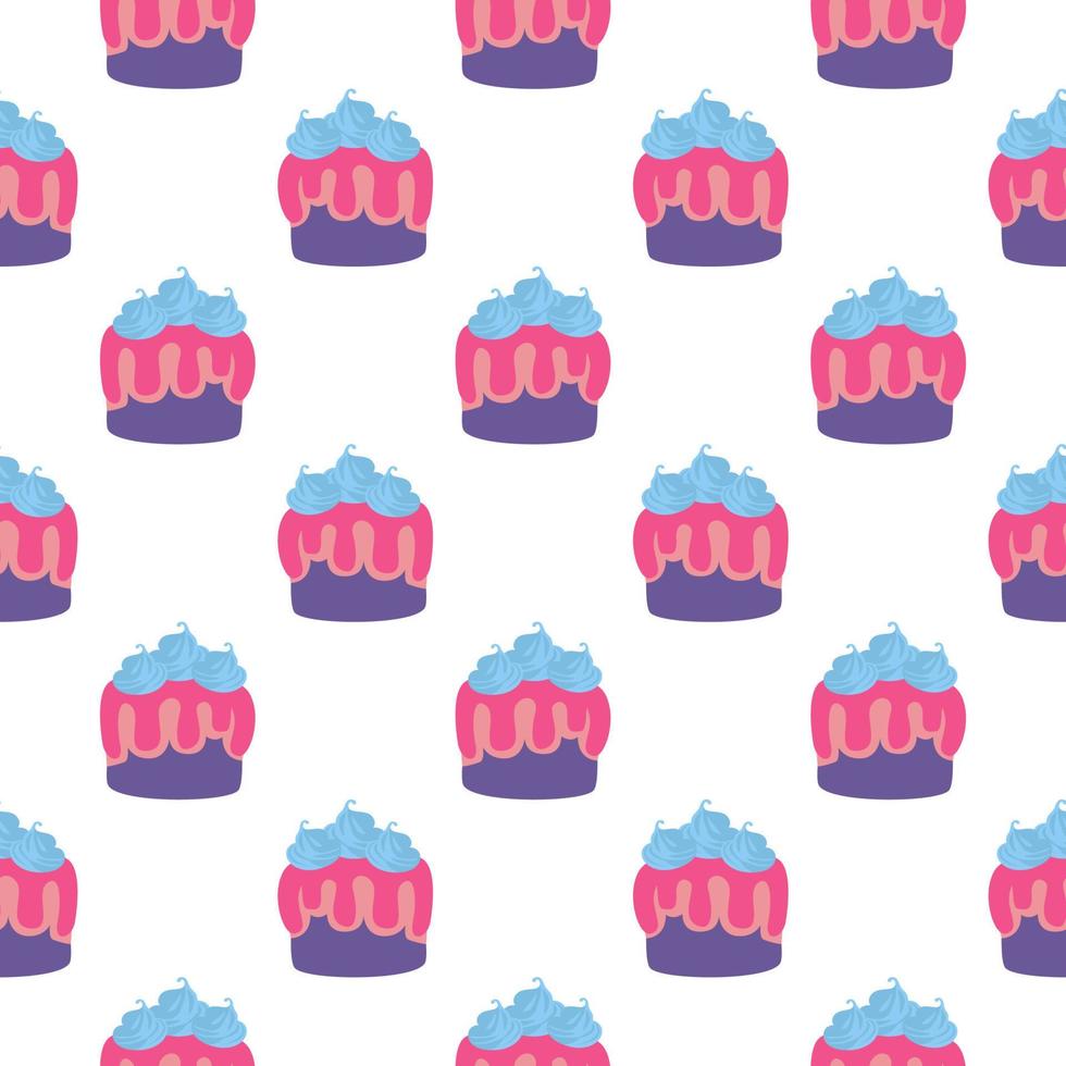 Tasty cake ,seamless pattern on white background. vector