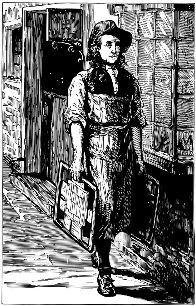 Franklin as an Apprentice, vintage illustration vector