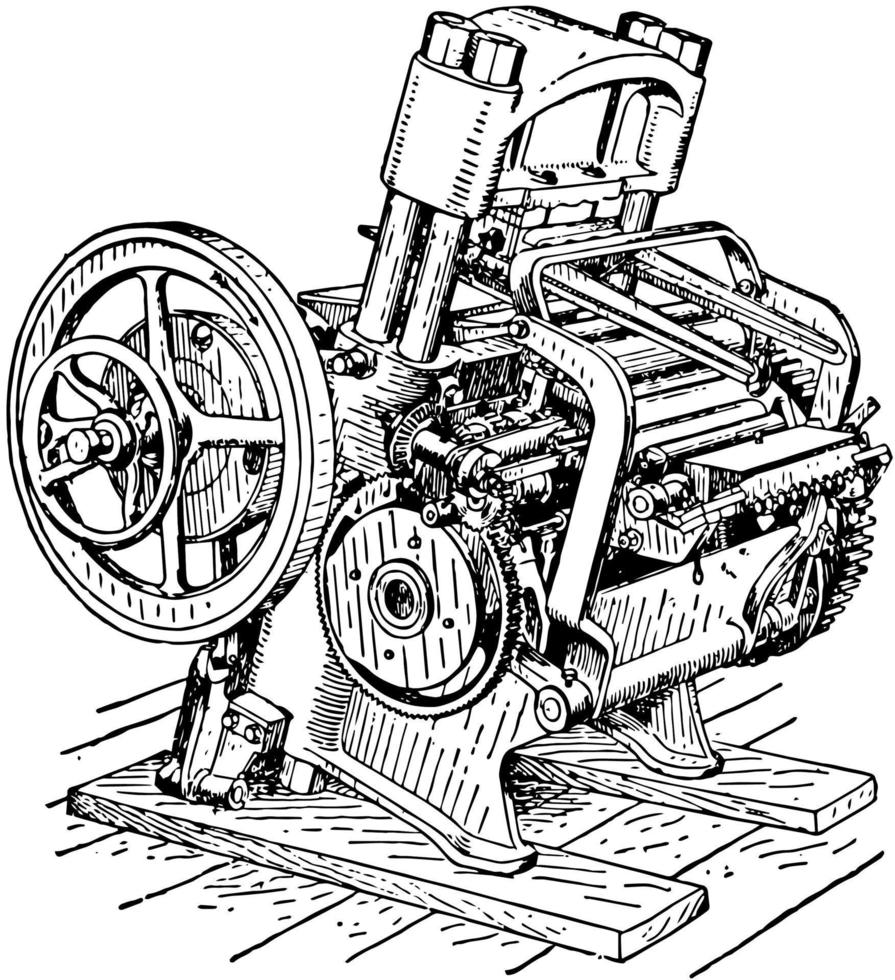 máquina de bloqueo, ilustración vintage. vector