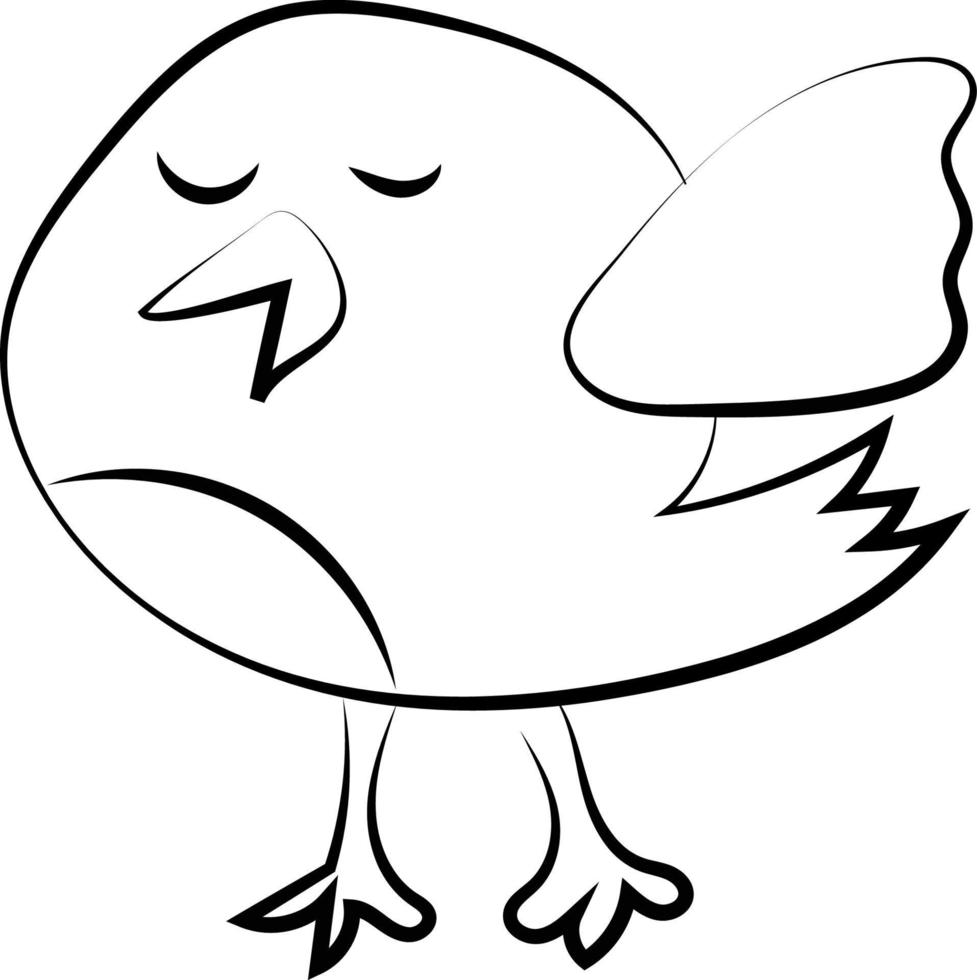 Singing bird sketch, illustration, vector on white background.