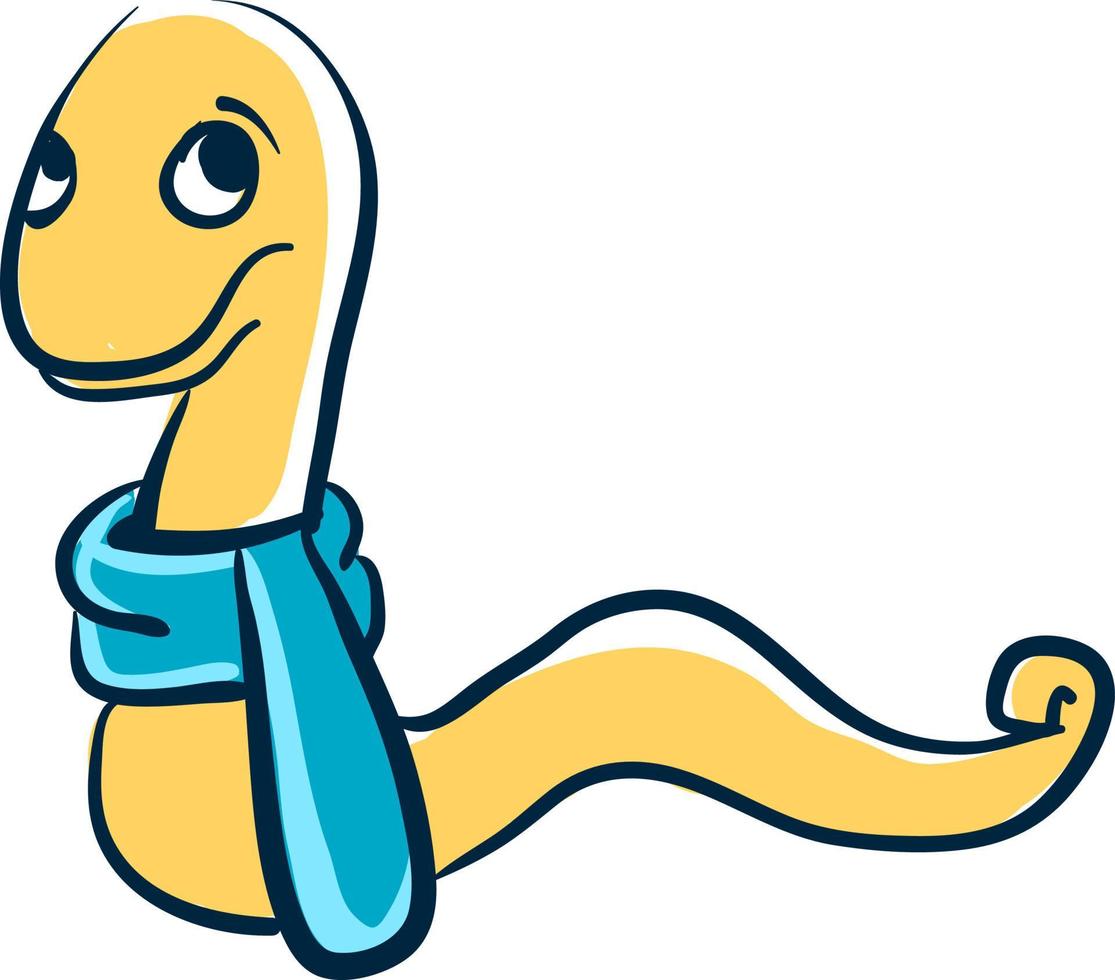 Snake with scarf, illustration, vector on white background.