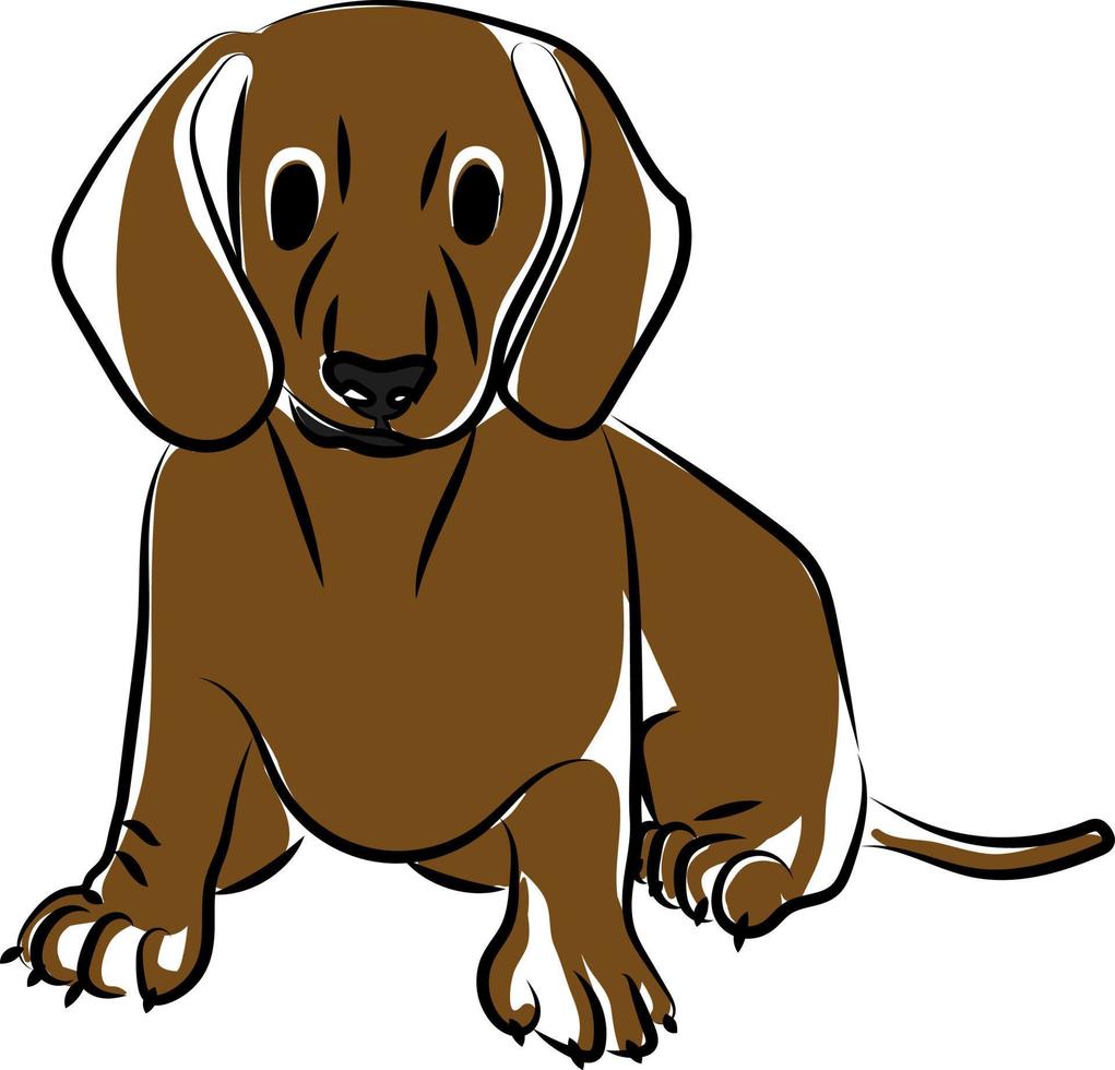 Dog drawing, illustration, vector on white background.