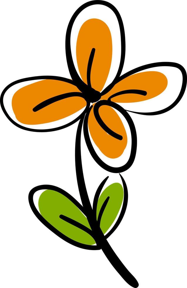 Orange flower, illustration, vector on white background.