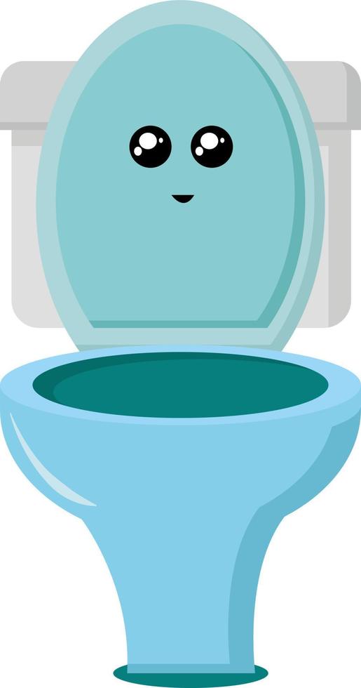 Blue toilet, illustration, vector on white background.