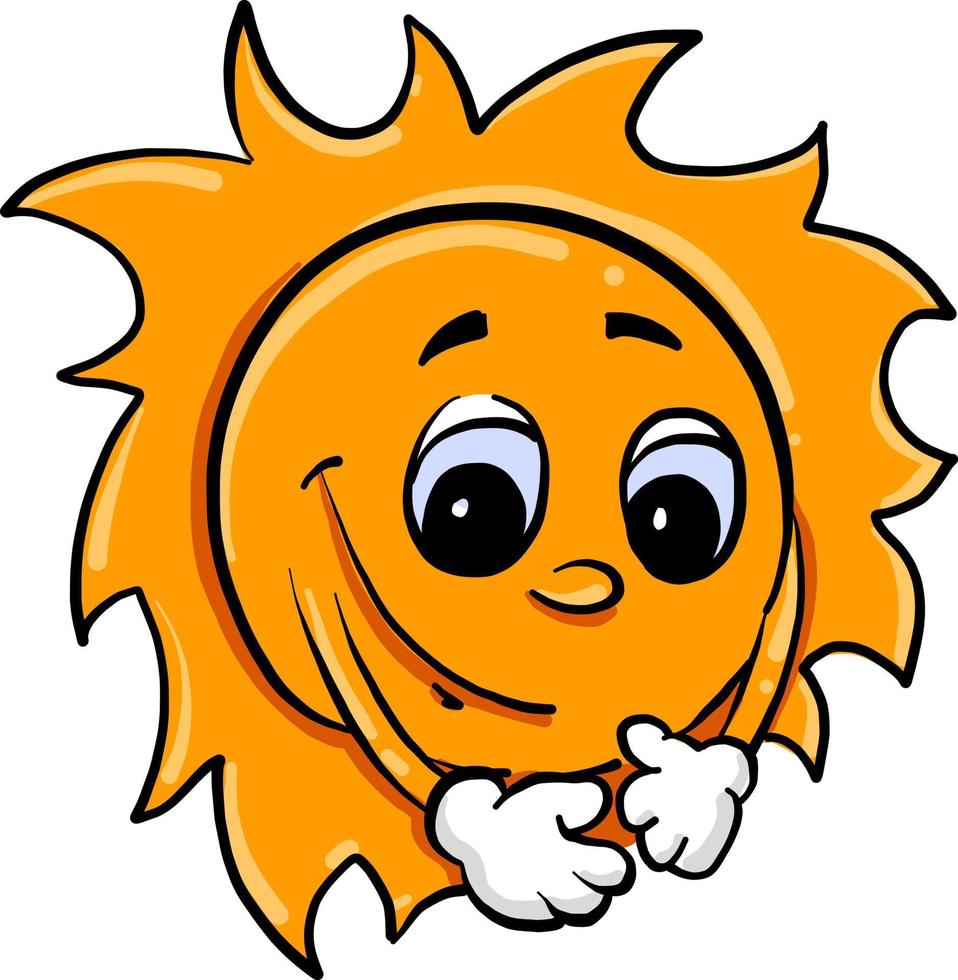 Sun with eyes, illustration, vector on white background