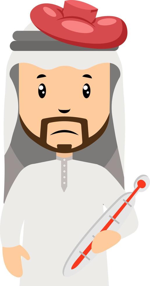 Arab men is sick, illustration, vector on white background.
