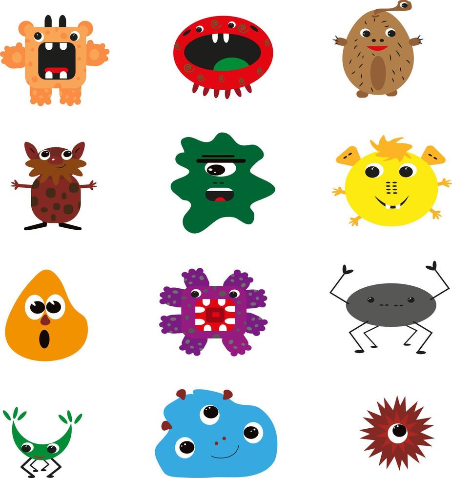 Cartoon monster icon pack vector