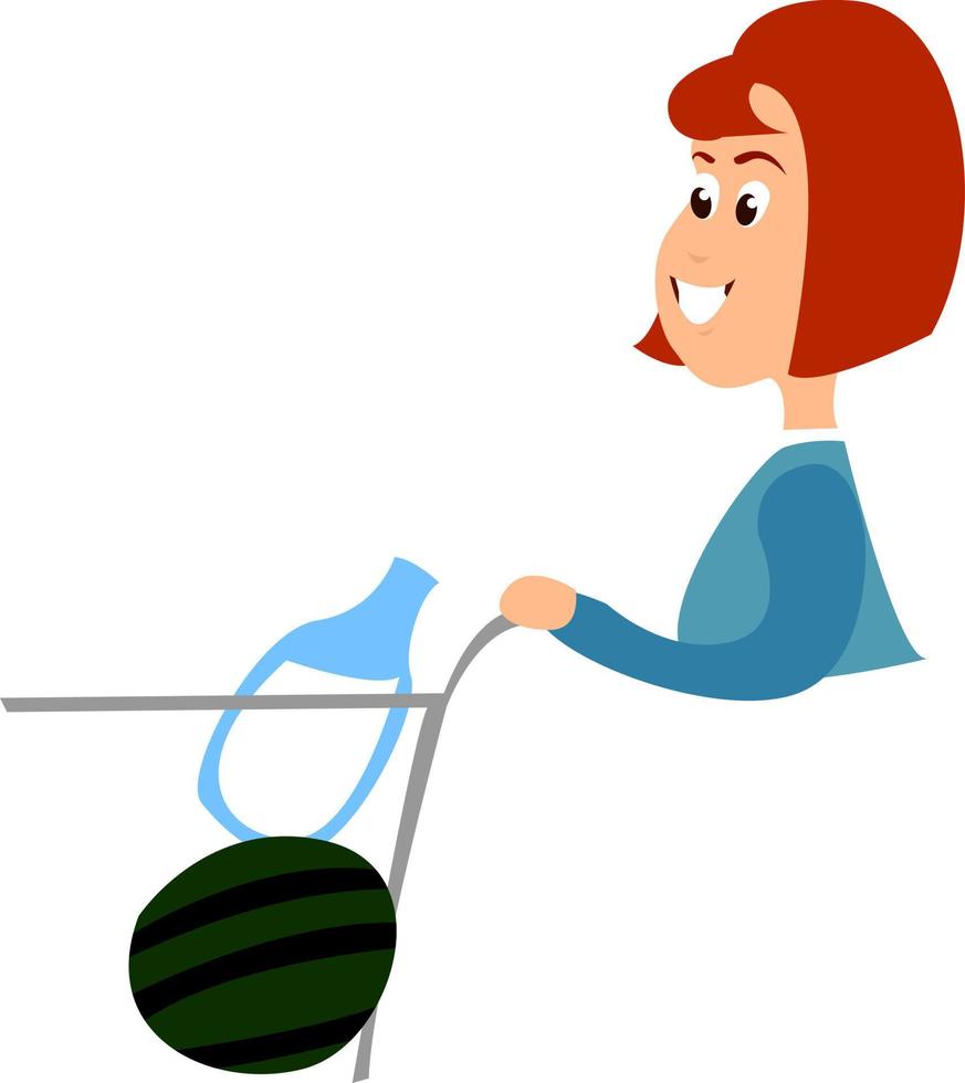 Shopping, illustration, vector on white background.