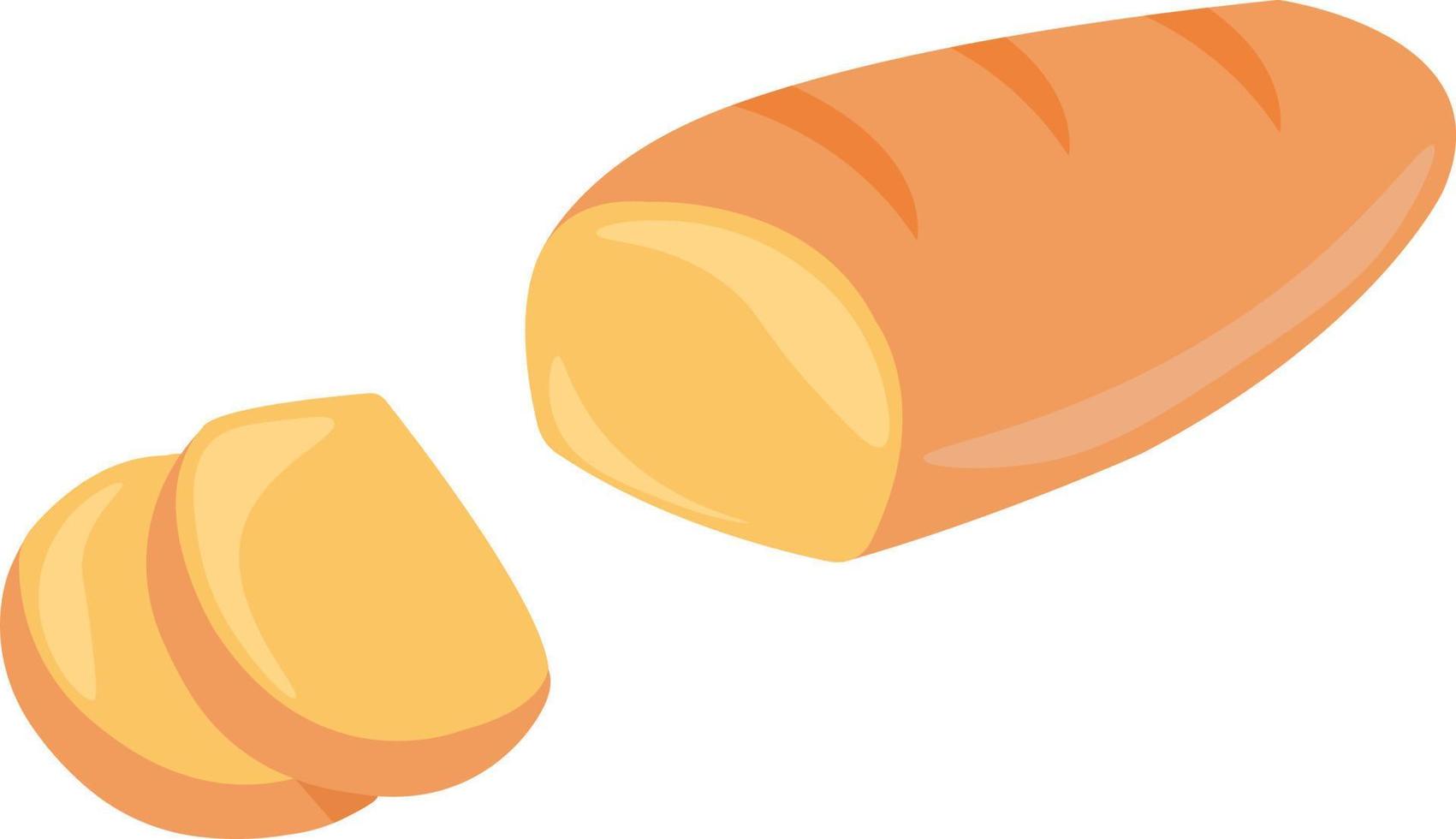 White bread, illustration, vector on white background.