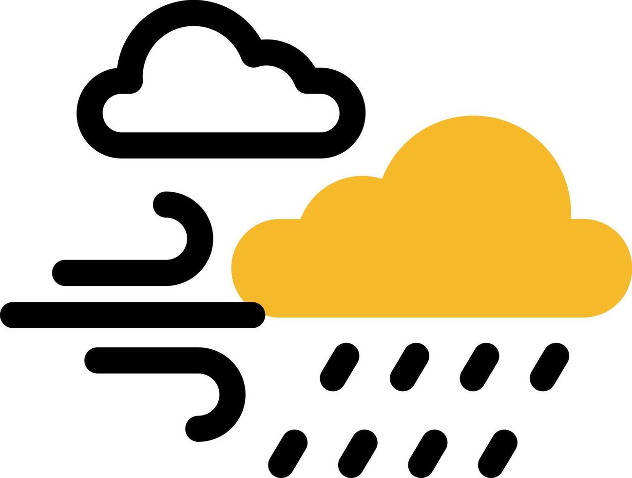 Windy rain weather, illustration, vector on a white background.