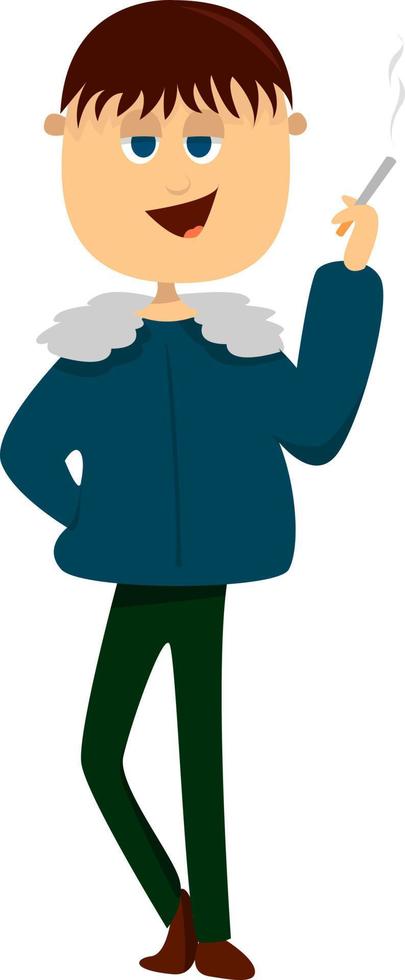 hombre fumar cigarrillo, ilustración, vector sobre fondo blanco