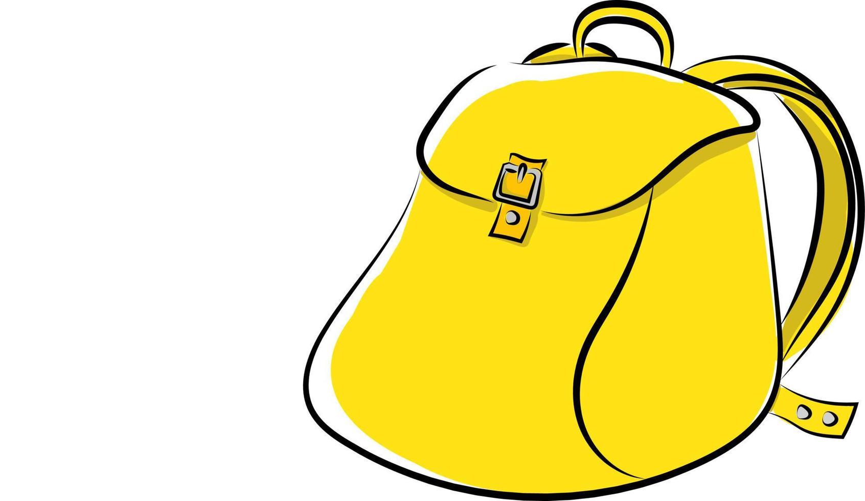 mochila amarilla, ilustración, vector sobre fondo blanco.