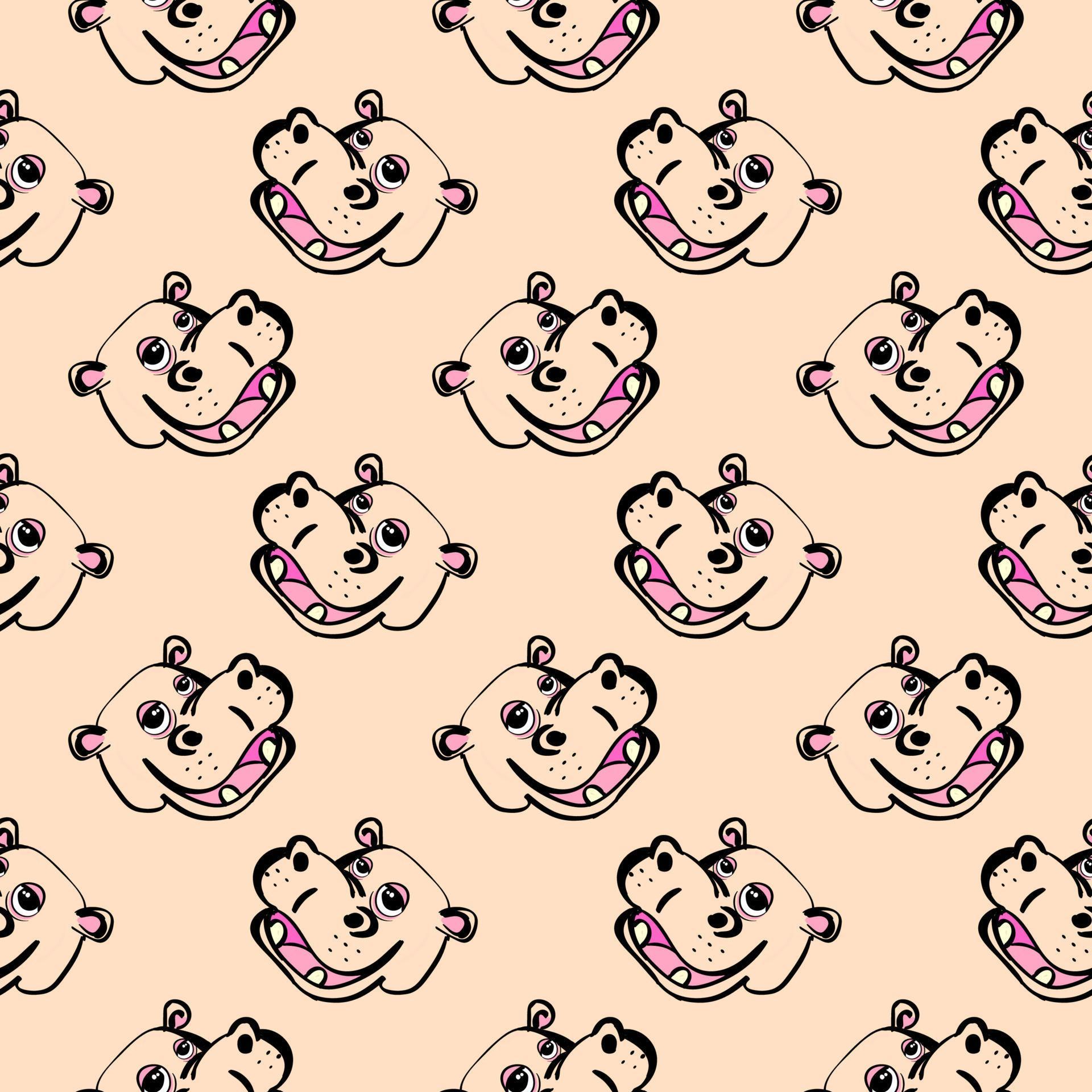 Happy hippo, seamless pattern on pastel background. 13842601 Vector Art