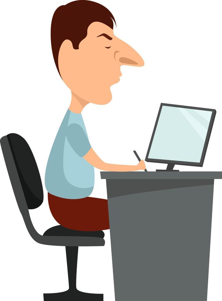 Office work, illustration, vector on white background.