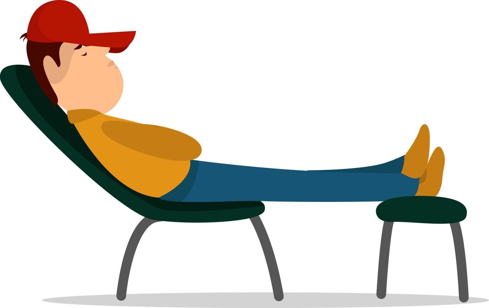 hombre durmiendo en una silla, ilustración, vector sobre fondo blanco