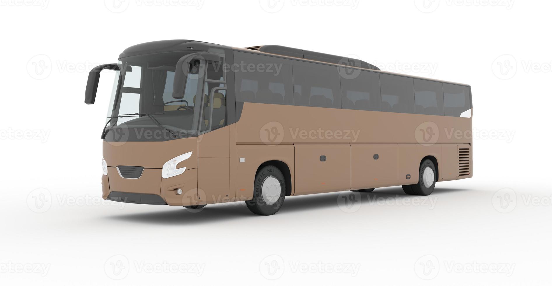 3D city bus with blank surface for your creative design, Coach Bus Mock-Up 3D illustration, Coach Bus 3D Rendering Isolated on White photo