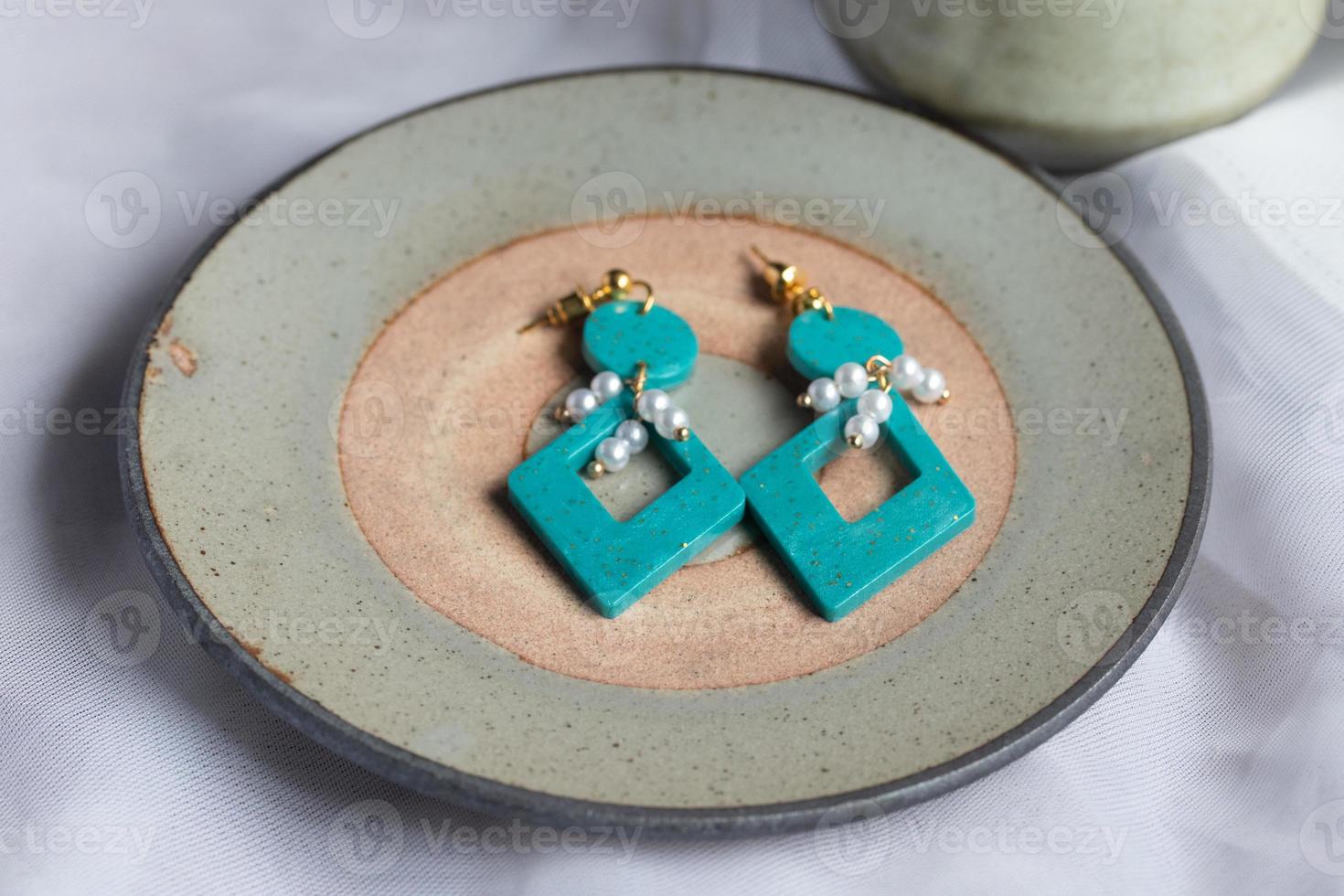 Handmade resin earrings, fashion jewelry. photo