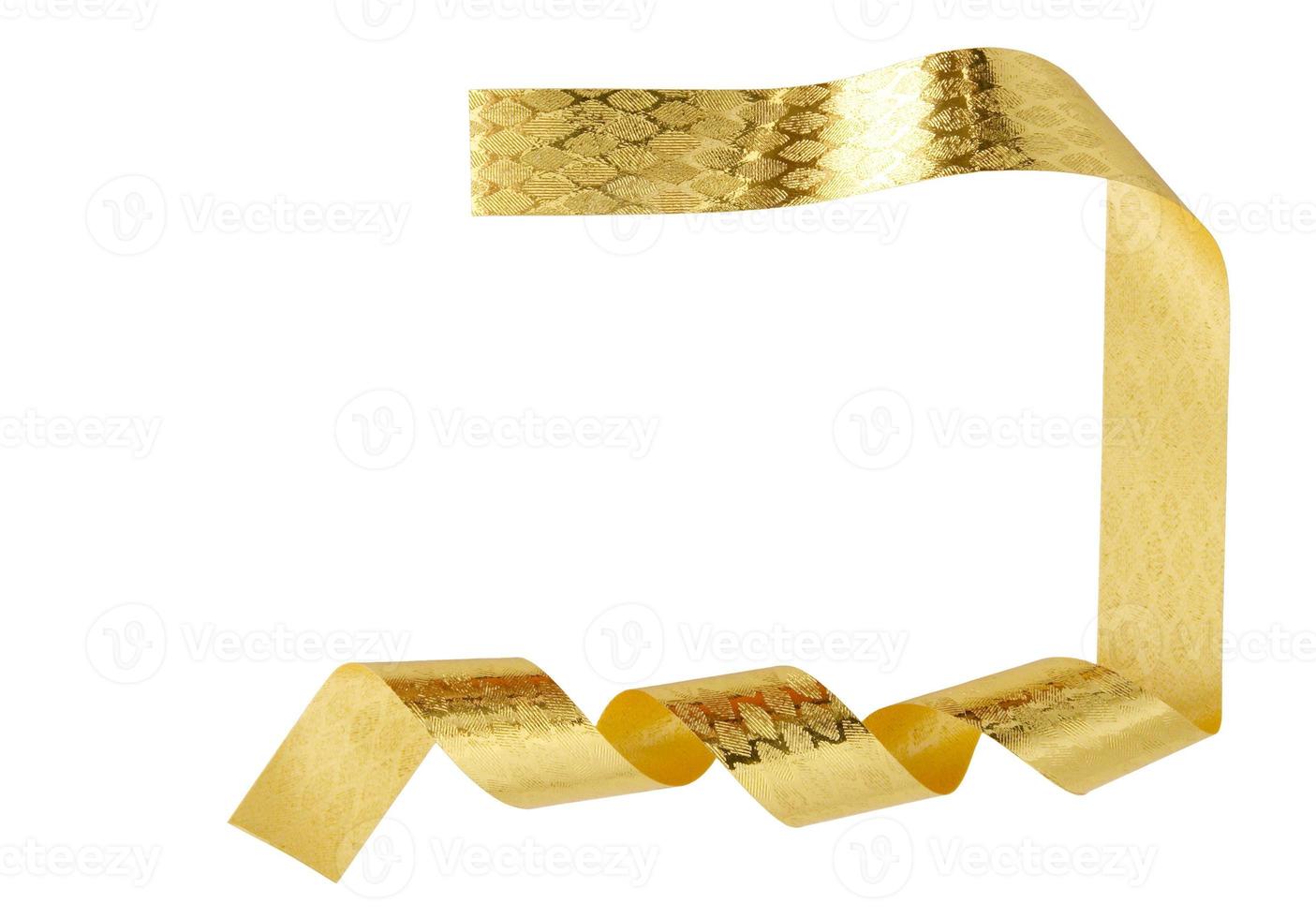 Gold ribbon Isolated on white background with clipping path photo