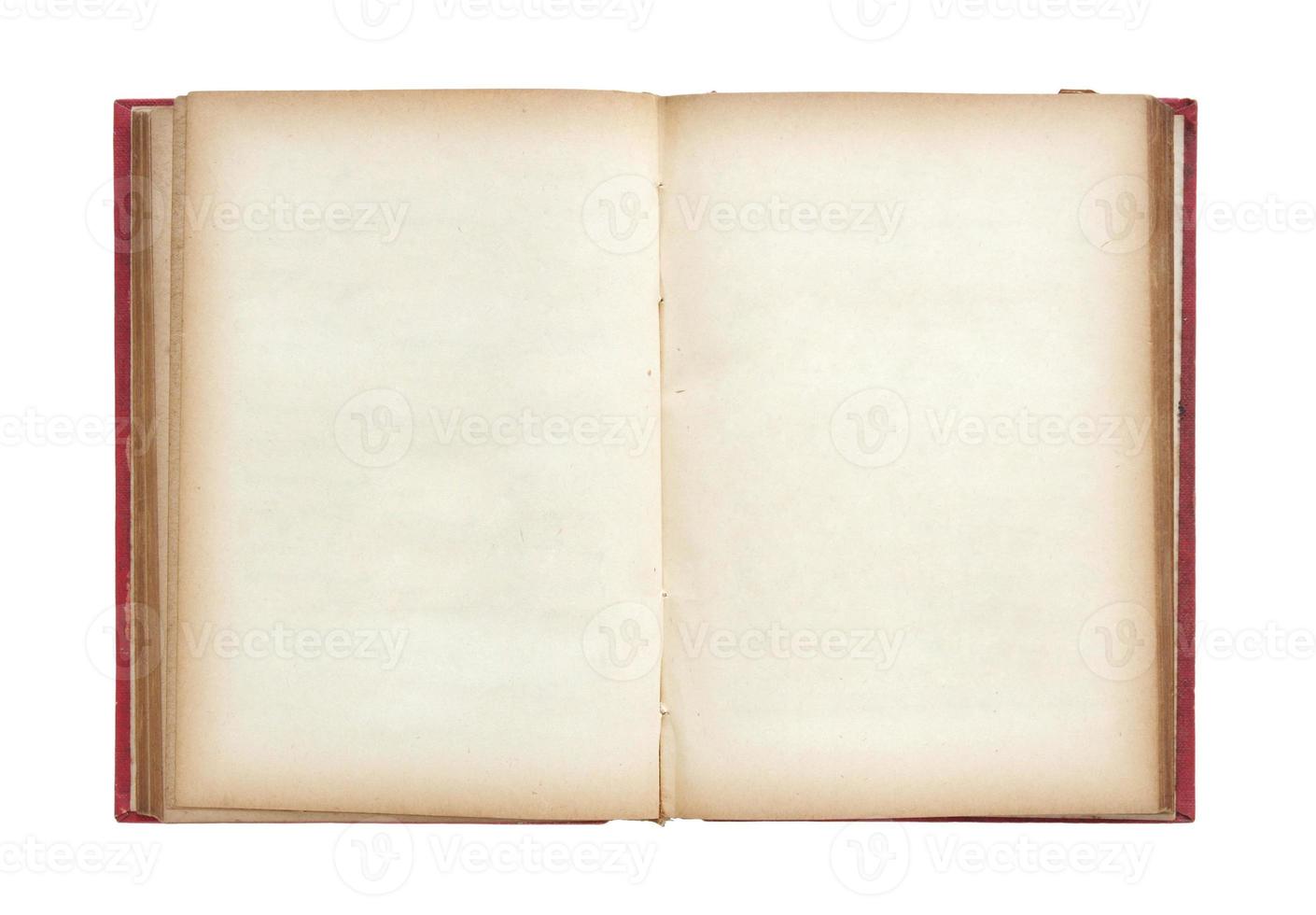 Old book open isolated on white background with clipping path photo