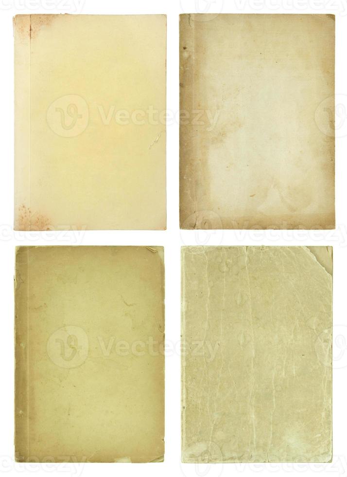 set of old book pages isolated on white background photo