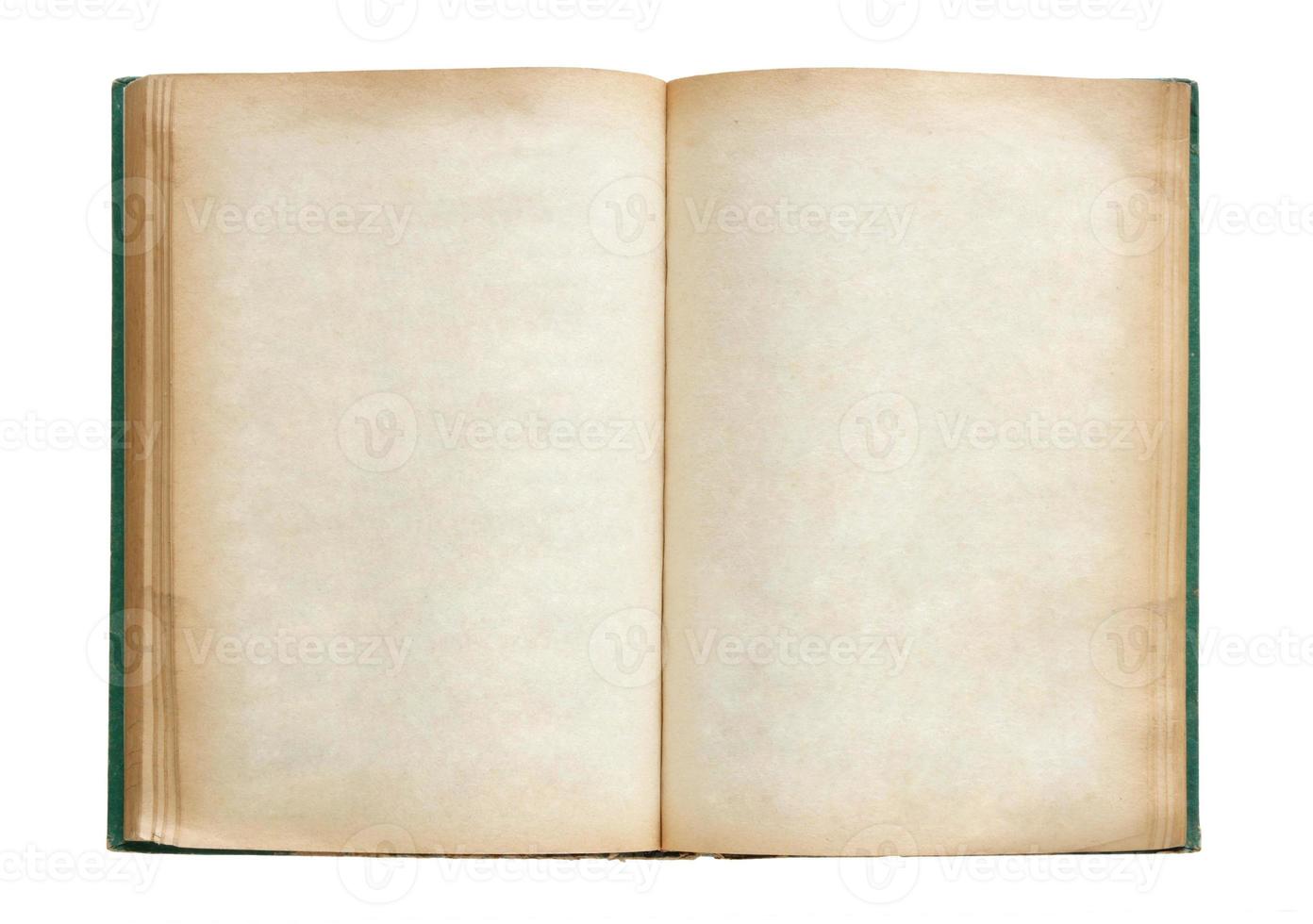 Old book open isolated on white background with clipping path photo