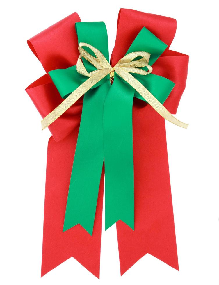 Red ribbon and bow Isolated on white background with clipping path photo