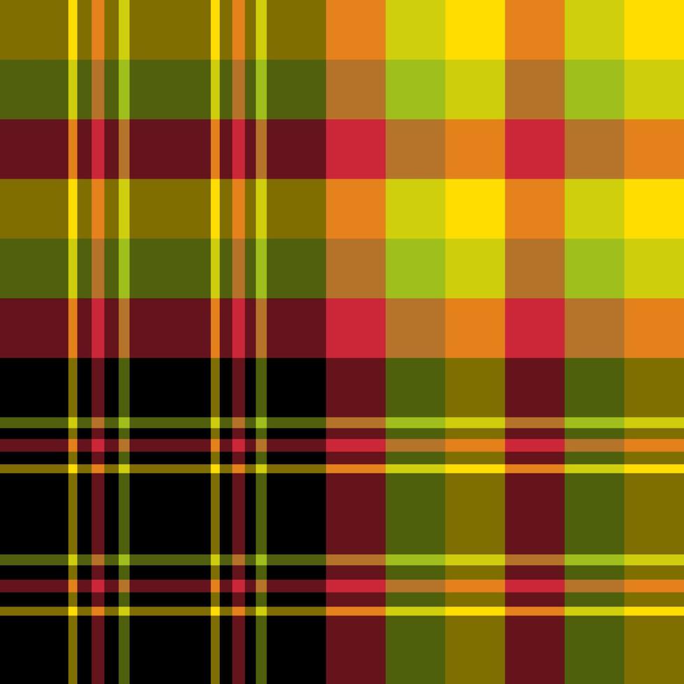Seamless pattern in simple bright red, green, yellow and black colors for plaid, fabric, textile, clothes, tablecloth and other things. Vector image.