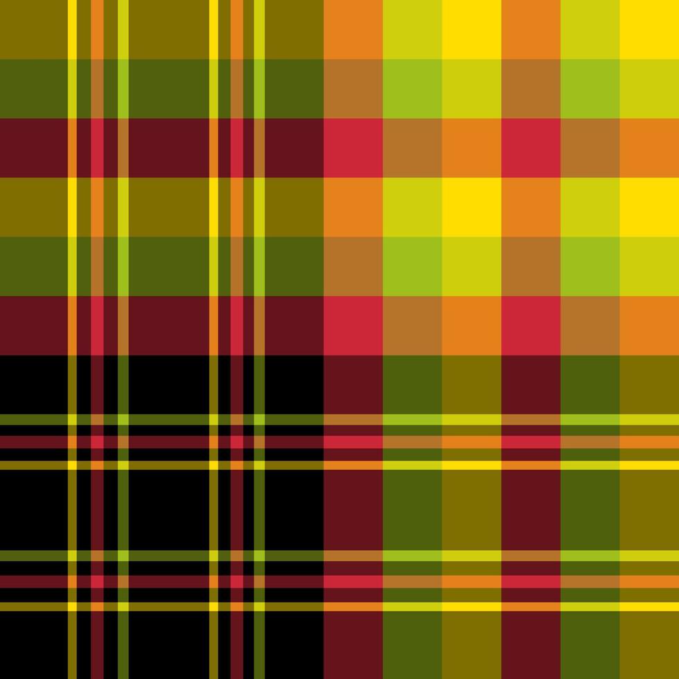 Seamless pattern in simple bright red, green, yellow and black colors for plaid, fabric, textile, clothes, tablecloth and other things. Vector image.