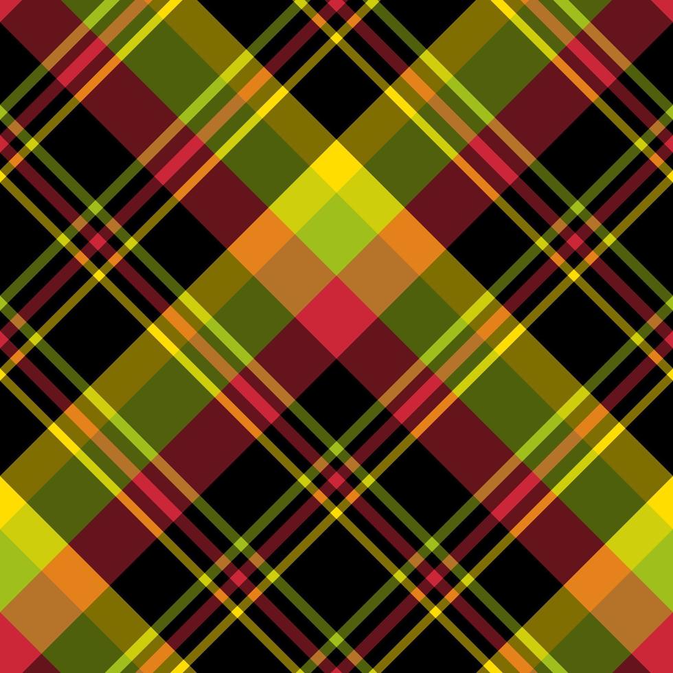 Seamless pattern in simple bright red, green, yellow and black colors for plaid, fabric, textile, clothes, tablecloth and other things. Vector image. 2