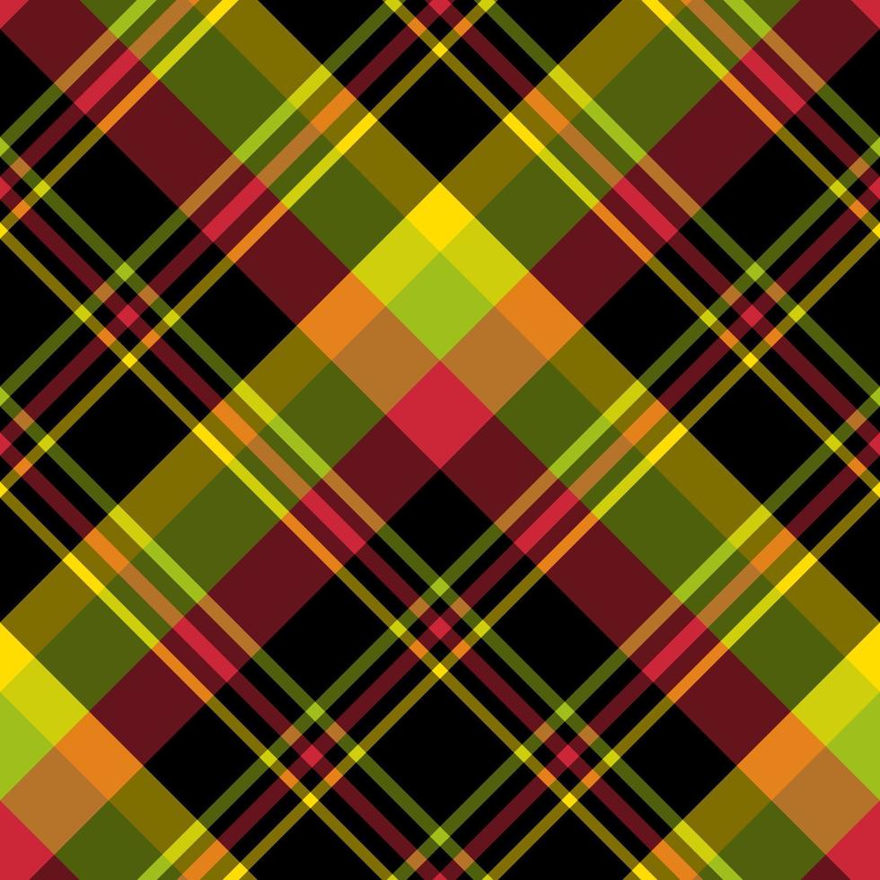 Seamless pattern in simple bright red, green, yellow and black colors for plaid, fabric, textile, clothes, tablecloth and other things. Vector image. 2