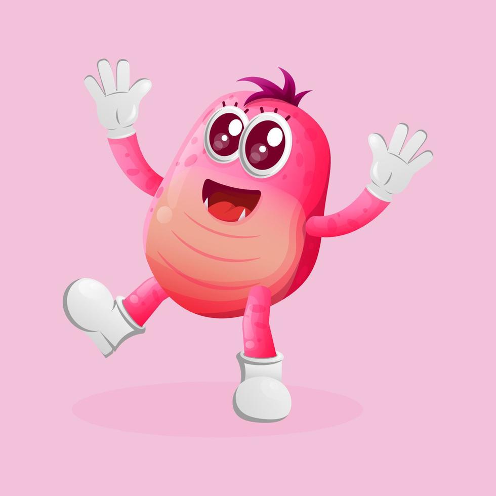 Cute pink monster playful and happy vector