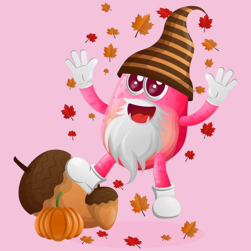 Cute pink monster celebrate autumn vector