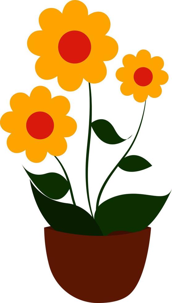 Flower in pot, illustration, vector on white background.