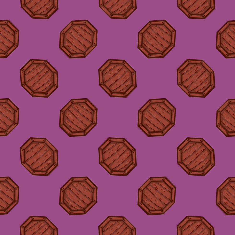 Small wooden table,seamless pattern on purple background. vector