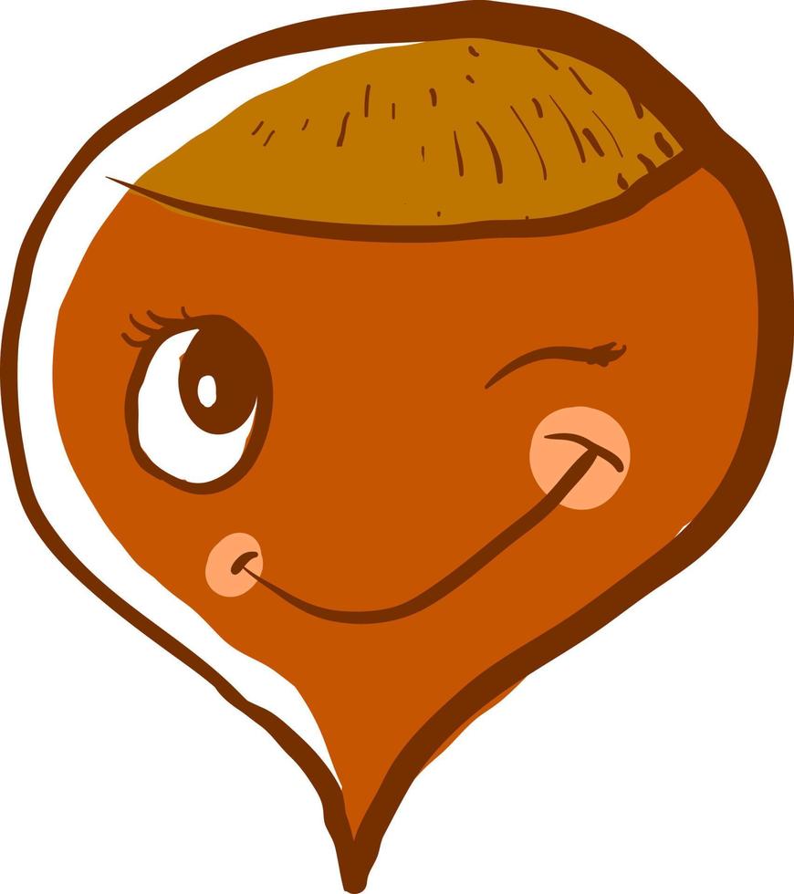 Hazelnut winking, illustration, vector on white background.