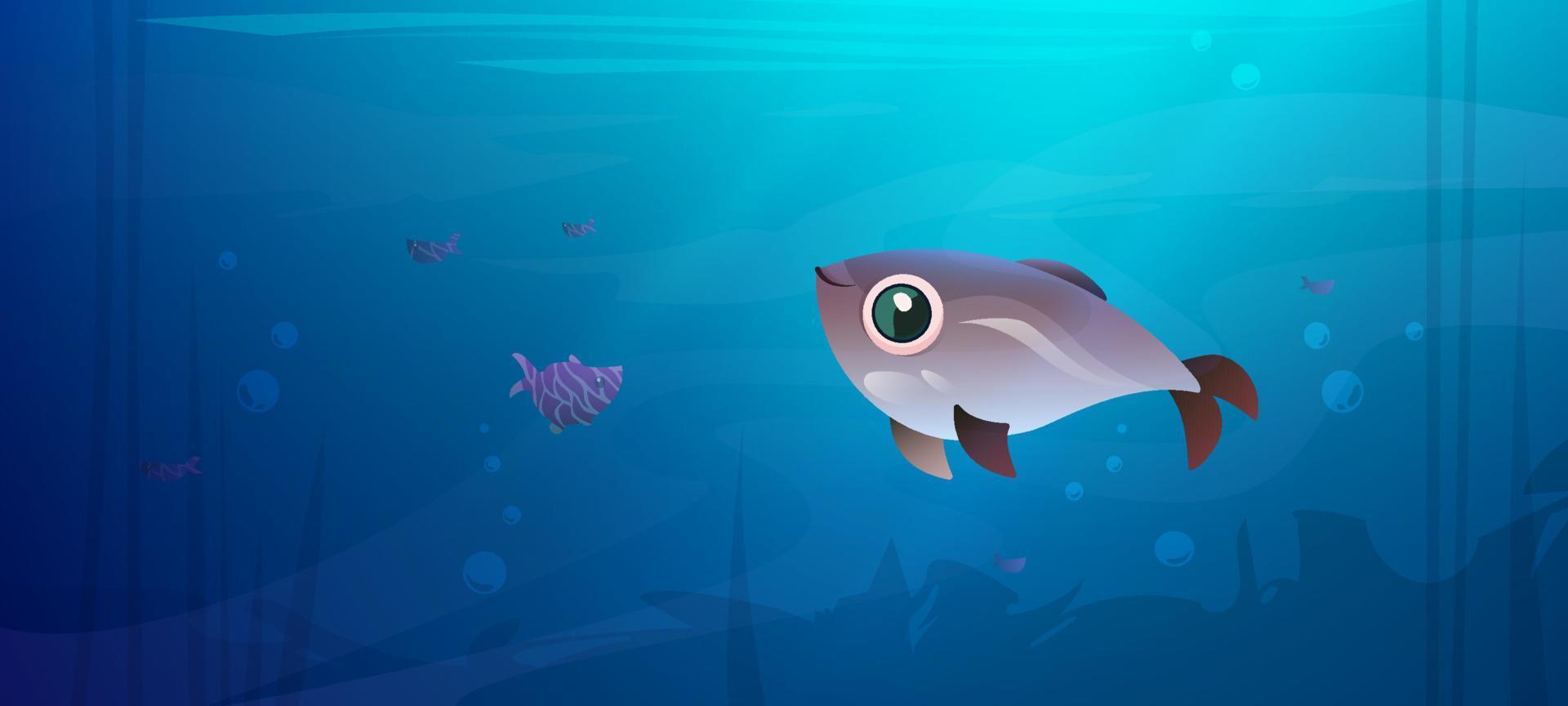 Underwater sea landscape with cute fish vector