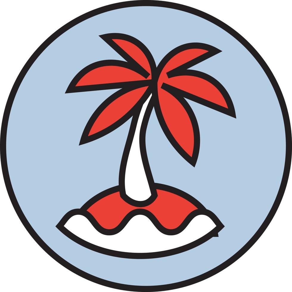Palm tree on island, illustration, vector on a white background.