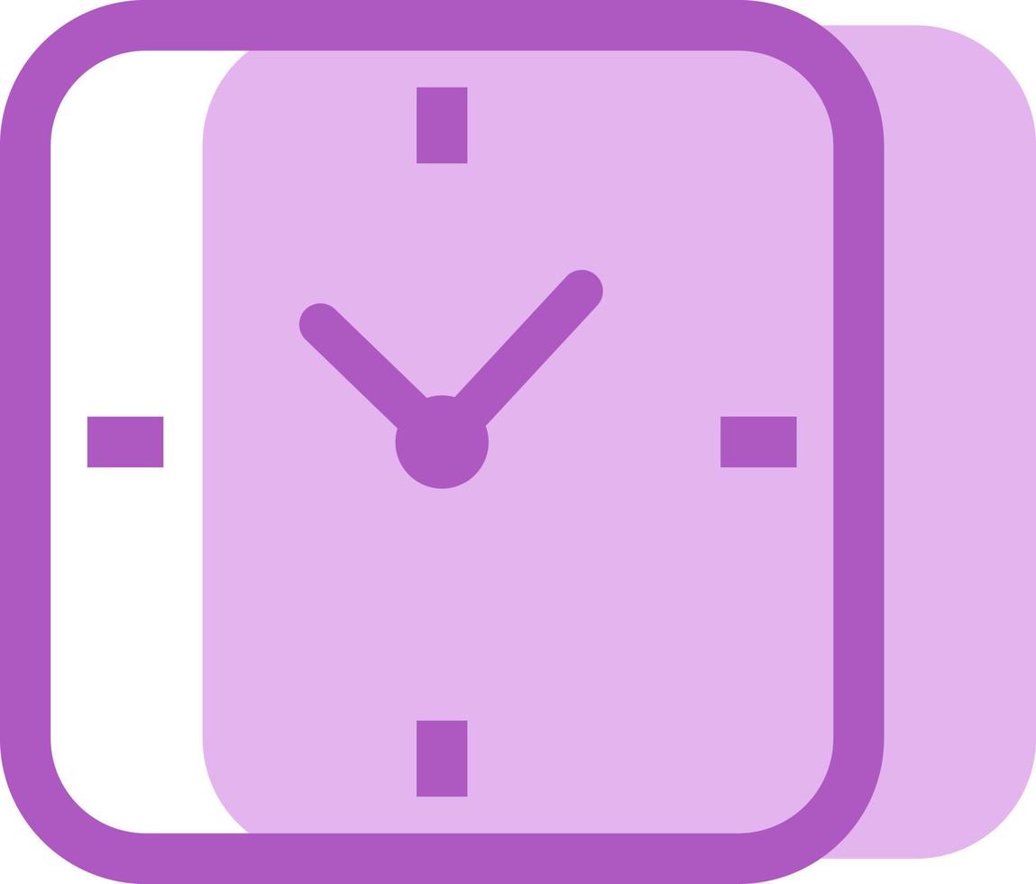 Reactangular pink clock, illustration, vector on white background.