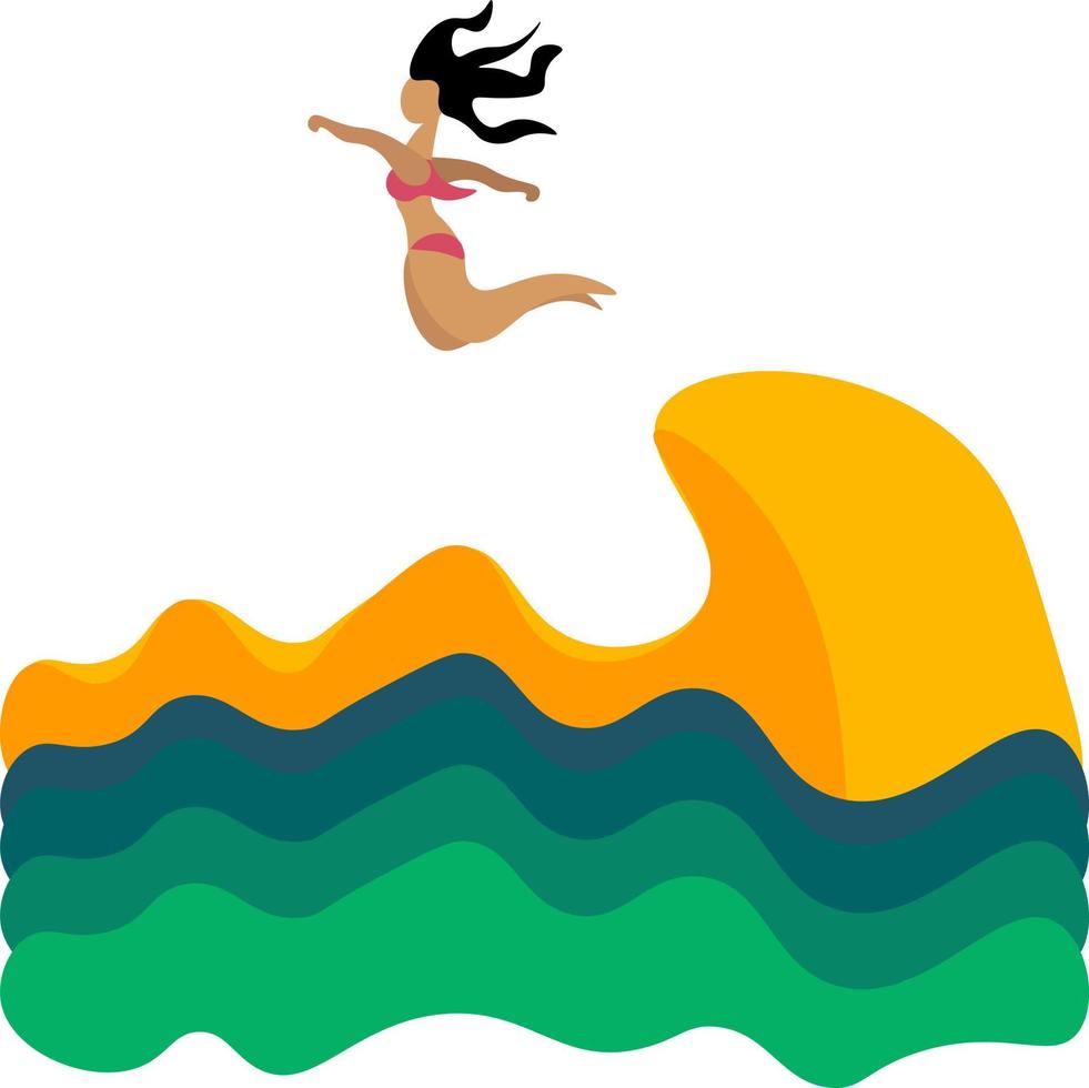 Jumping in water, illustration, vector on white background